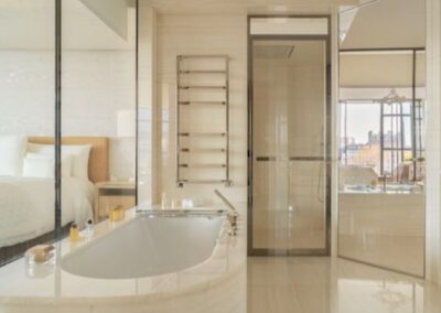 High-end bathroom with bespoke stone bath